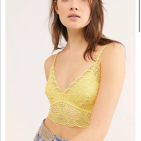 FREE PEOPLE INTIMATELY CROCHET SUNRISE TO SUNSET BRA IN SUNNY DAY SIZE MEDIUM - Picture 2 of 12